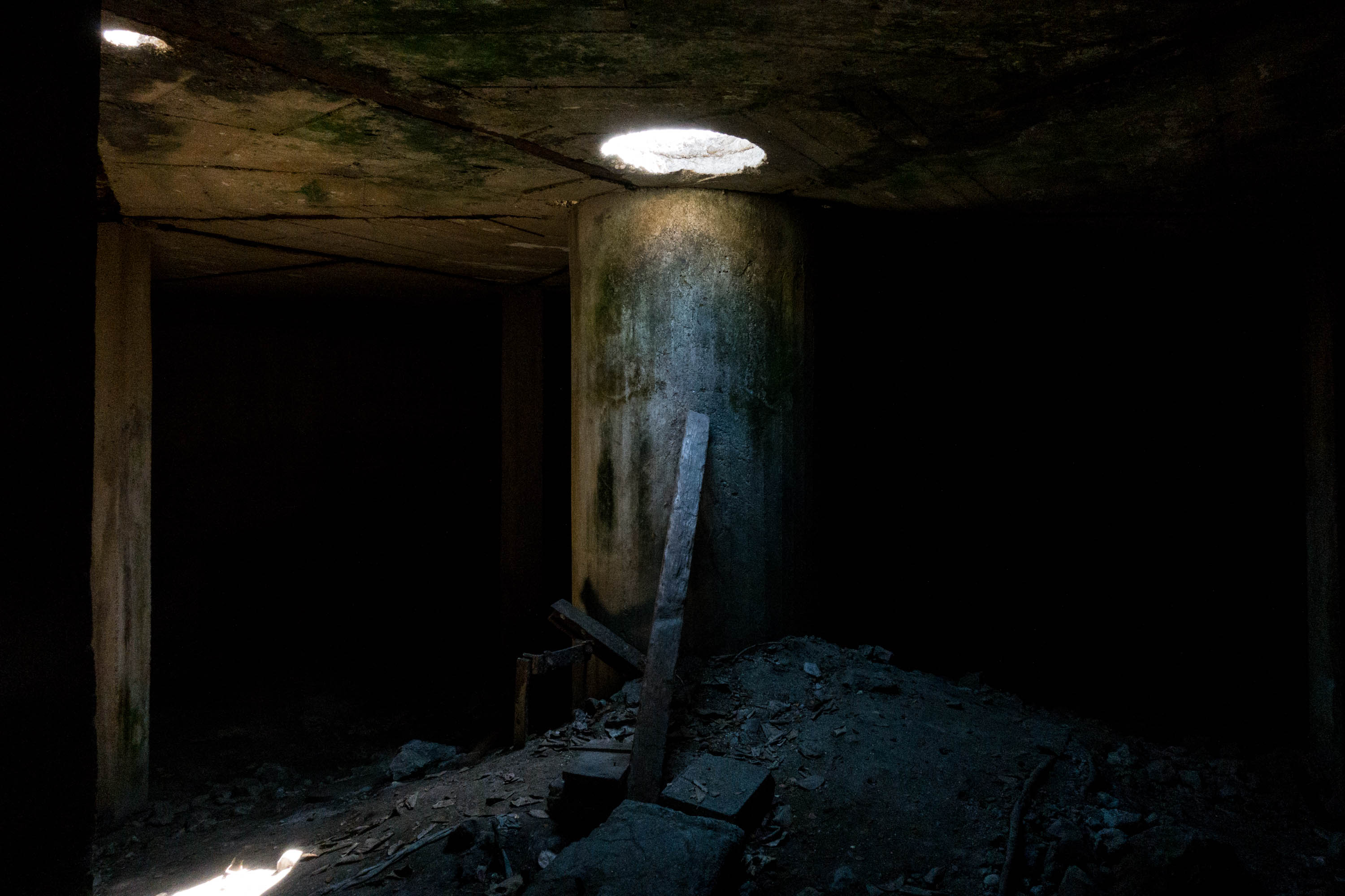 The main opening to The Hole. When in use, the cistern’s round openings were capped and a four-inch porthole was the only way for light and air to penetrate the inky darkness. The Hole was decommissioned in 1950