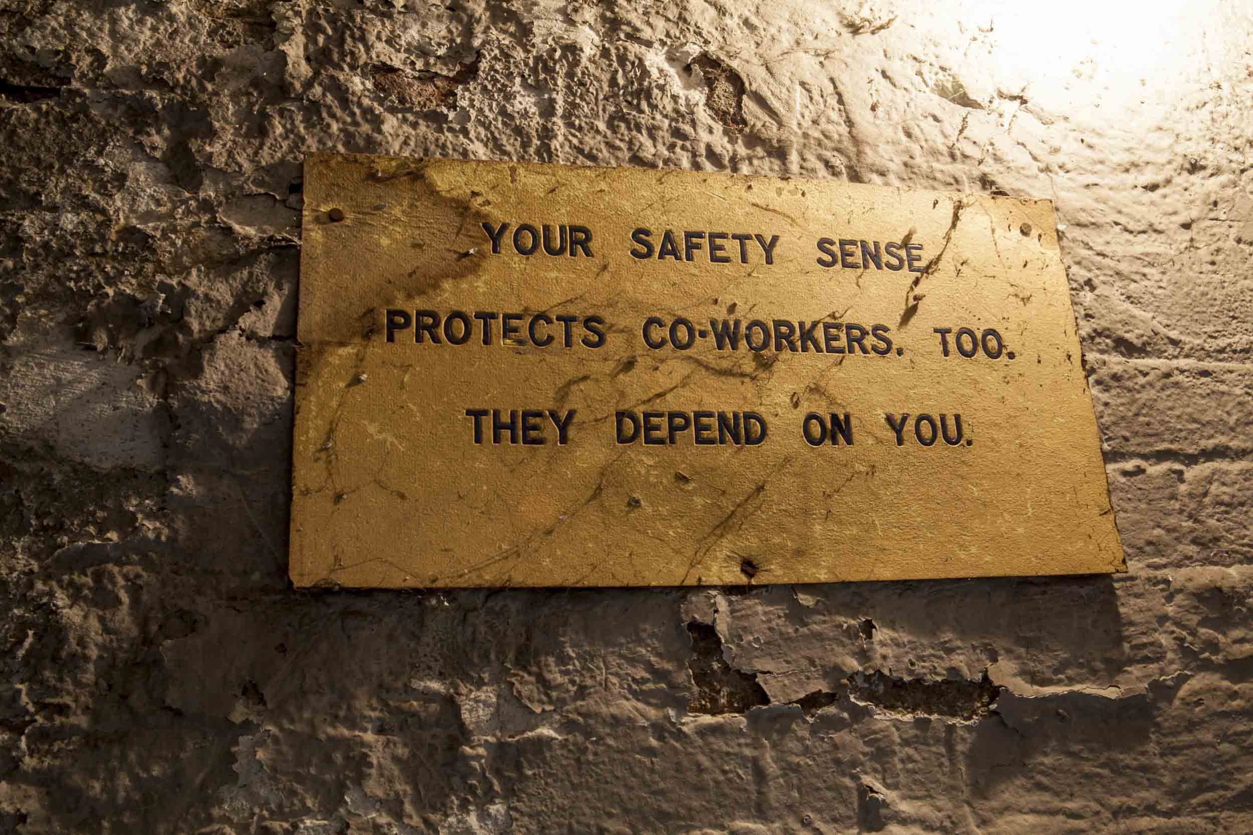 One of the many safety signs posted throughout the facility