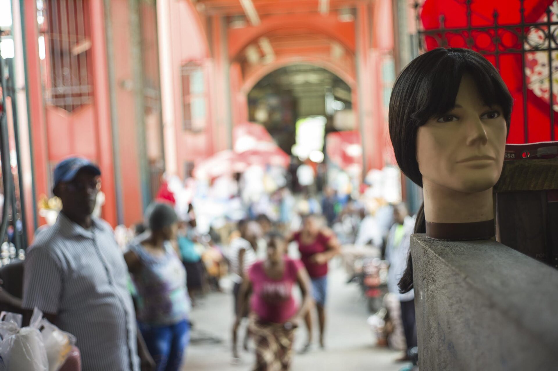 A wig for sale in Port-au-Prince’s Iron Market, 2016
