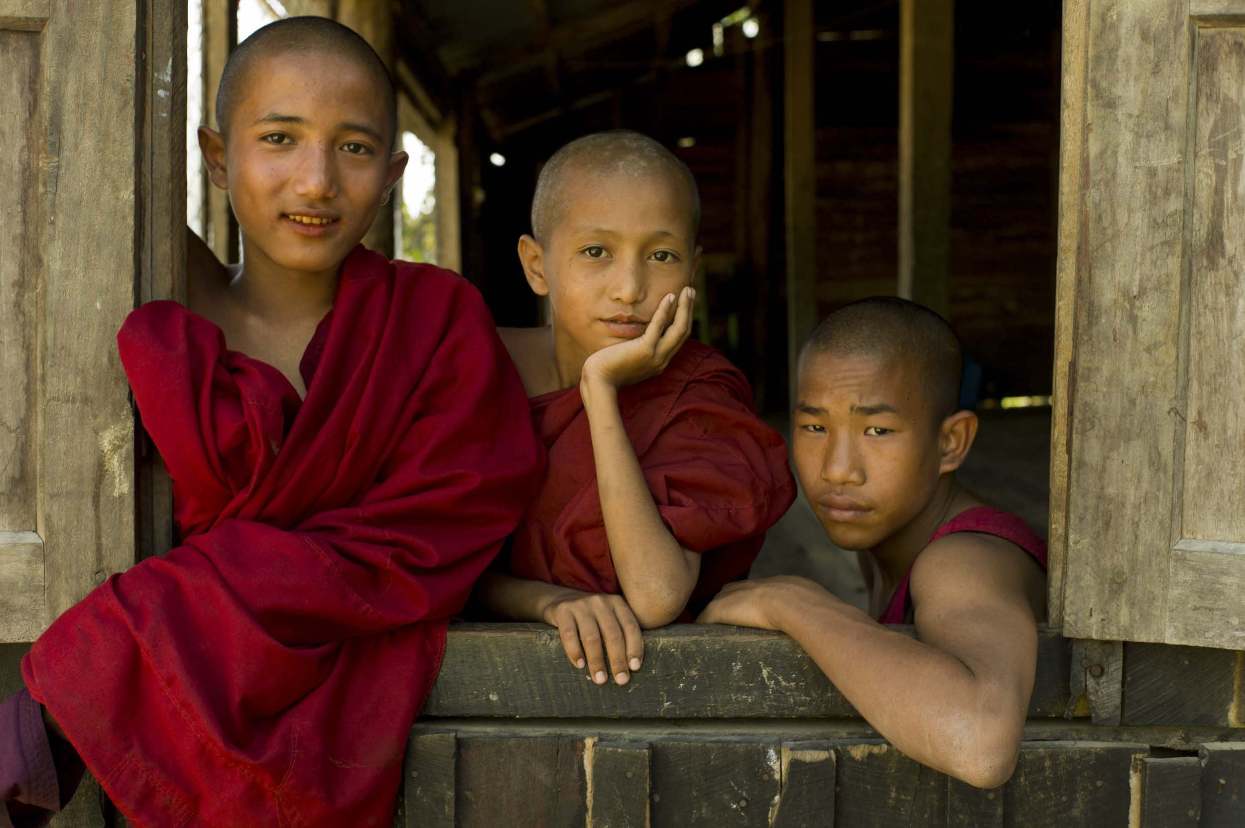 Monks at a monastery outside Thonggok, 2012