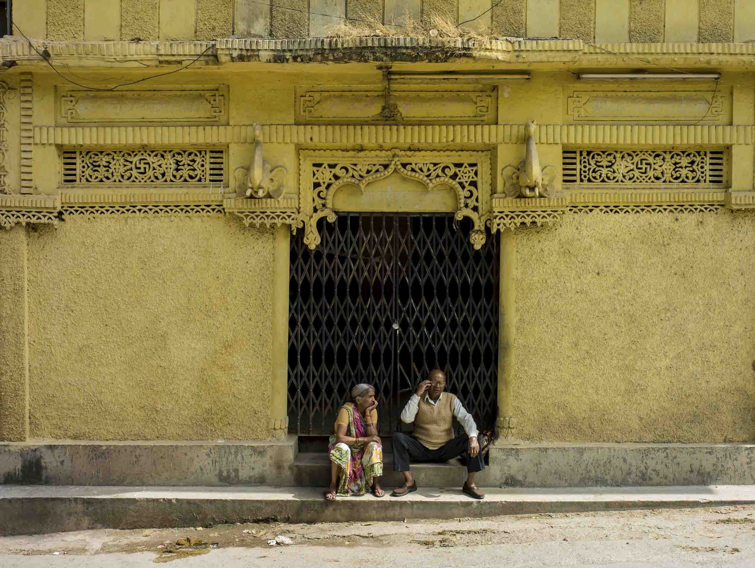 Ornate architecture adorns many Rishikesh buildings, 2012