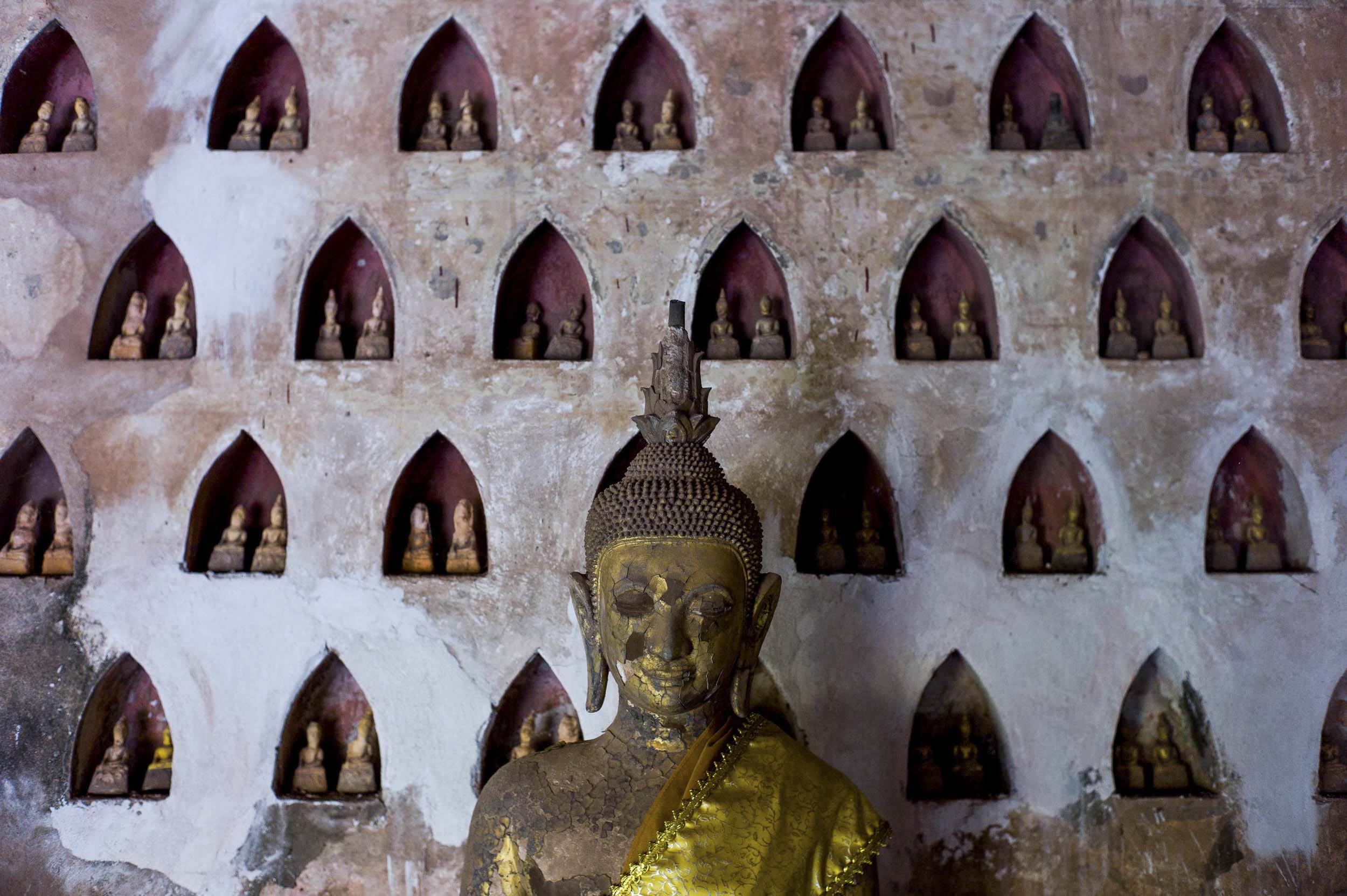 Wat Si Saket, built in 1818 by King Anouvong, is the oldest temple in Vientiane and houses more than 10,000 Buddha images, 2011