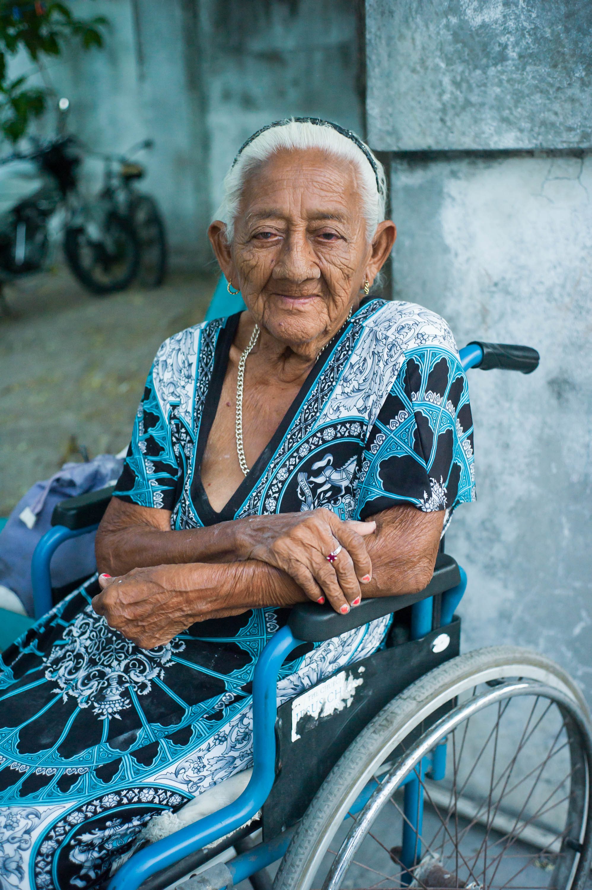 Maria de Lourdes Cano, age 90. Her husband was cheating on her so she left him and brought her 11 children to Ambergris Caye and raised them on her own. Ambergris Caye, Belize, 2016