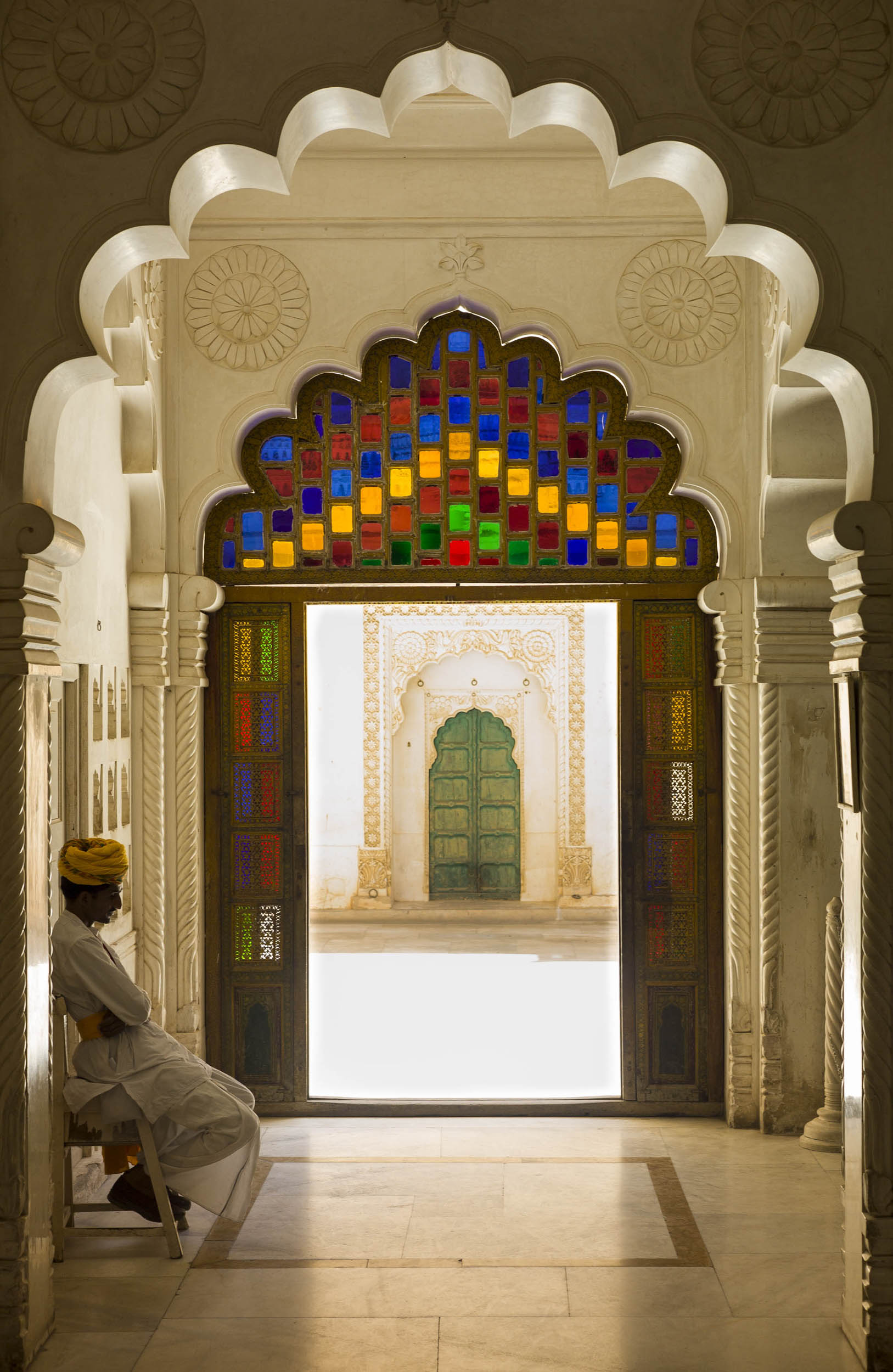 Moti Mahal, the Pearl Palace, one of the oldest surviving rooms in the Mehrangarh Fort. This area was built in the 16th century by Sawai Raja Sur Singh as a hall of public audience, 2012