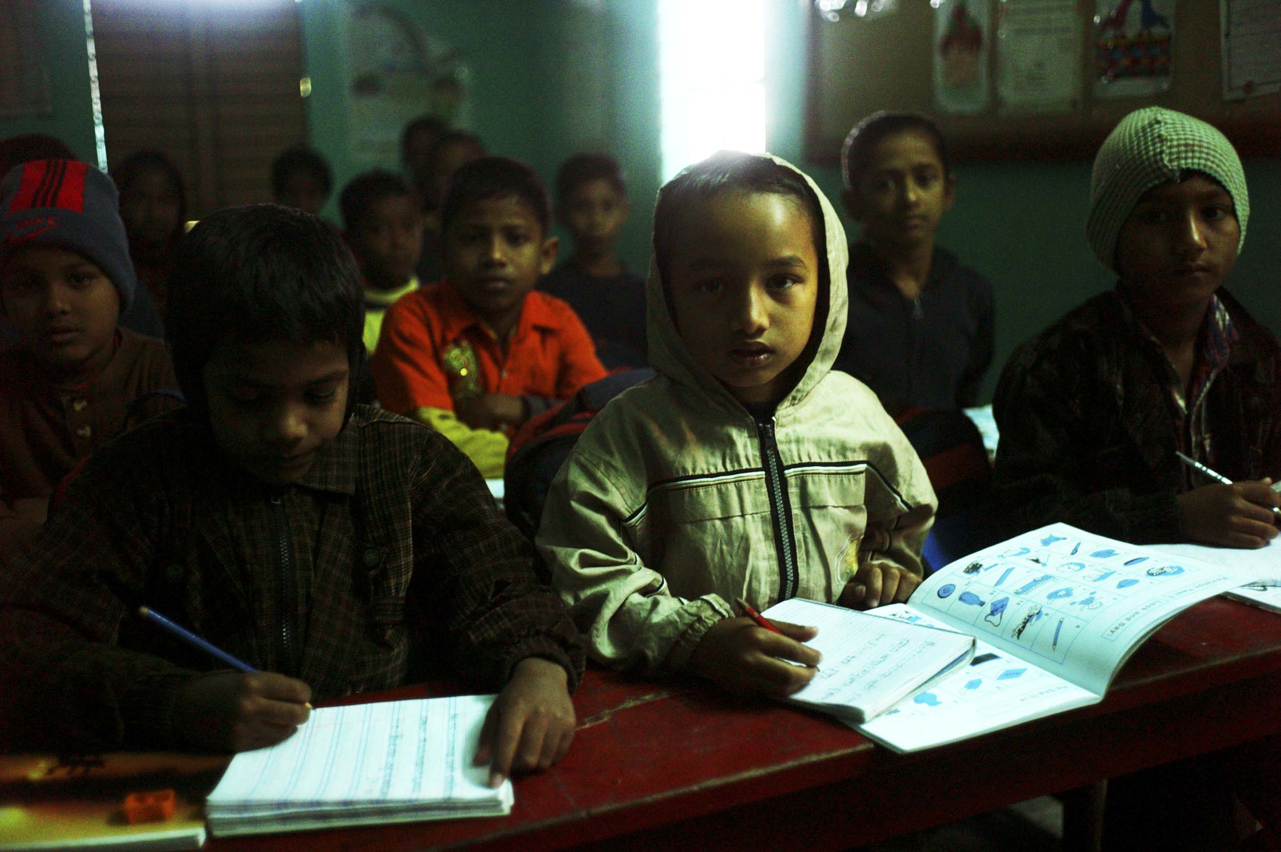 Students in one of the school's classrooms